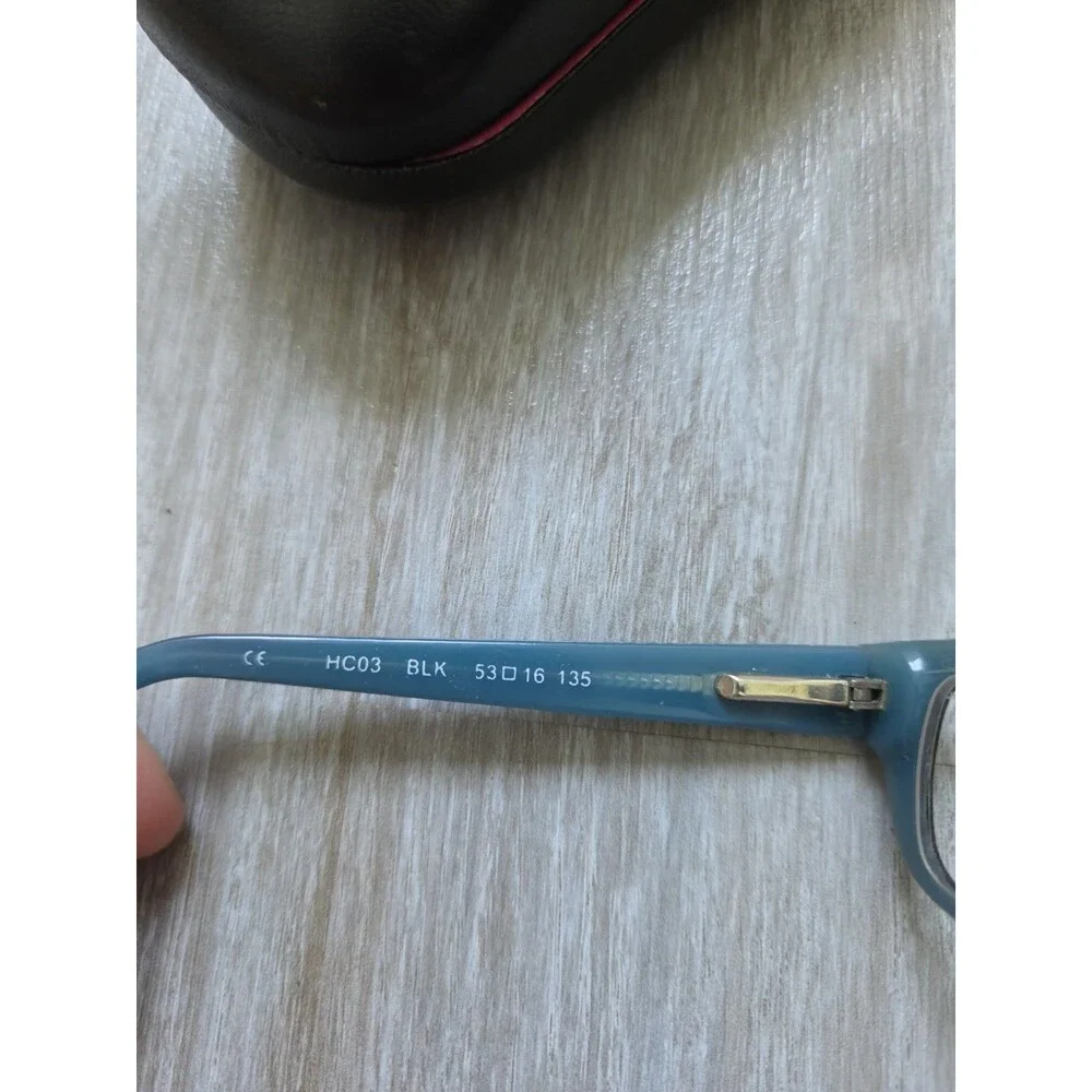 Hard Candy HC03 Black Blue Rectangular Eyeglass Frames 53-16-135 w Case GUC